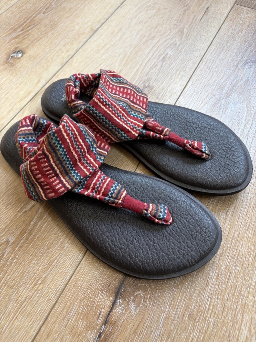 Sanuk Colorful Yoga Sling Slingback Flat Sandals Womens Size 9